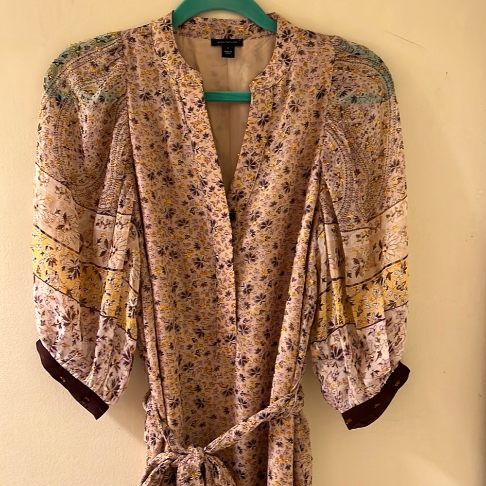 Ann Taylor Purple & Gold Floral Dress